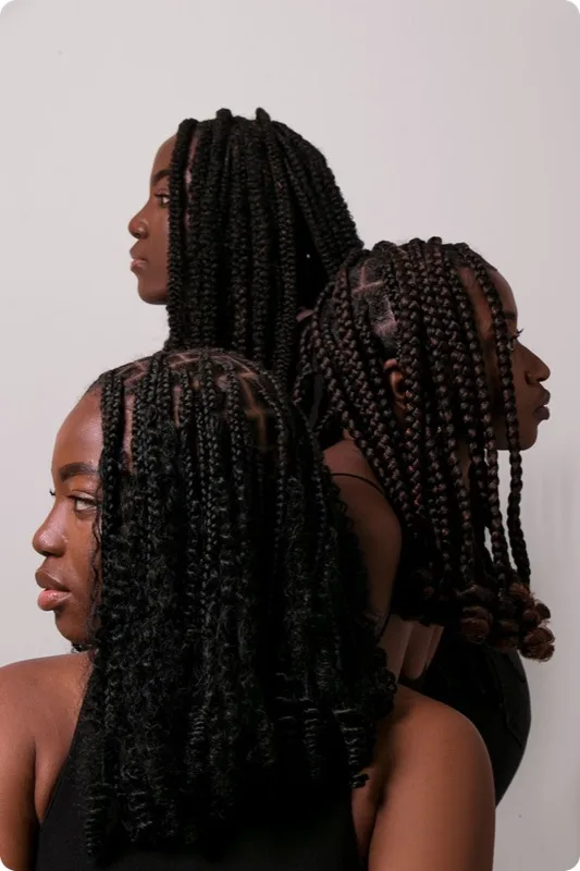 Women with braided hairstyles