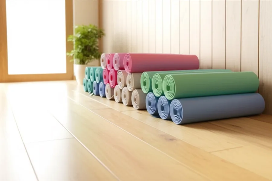 Yoga mats in a wellness studio